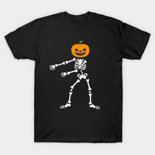 Pumpkin Head Skeleton FLOSS Dance Halloween T-Shirt